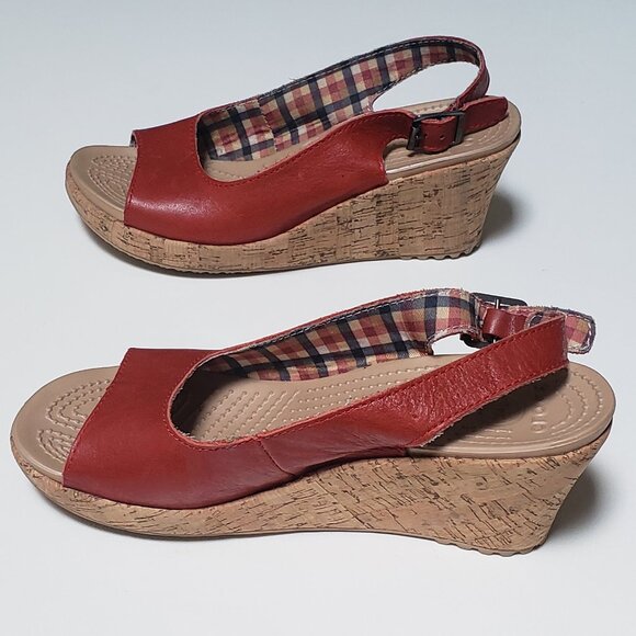 CROCS Leigh Sling Back Cork Wedge Sandal - Picture 6 of 10